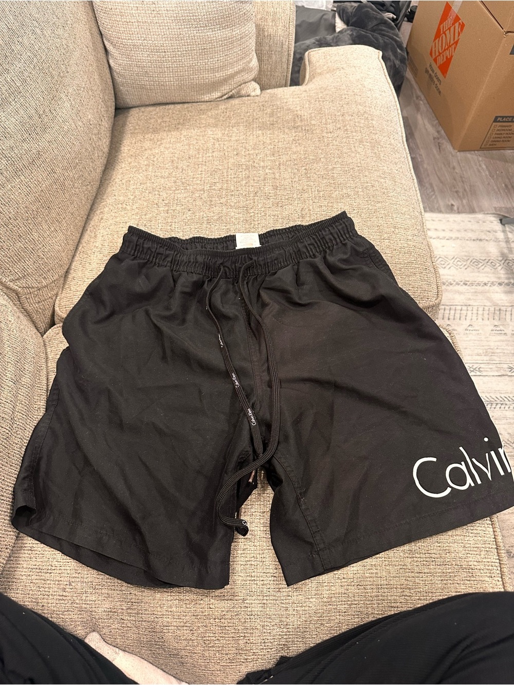 Calvin Klein Black Men’s Swim Trunks with Logo